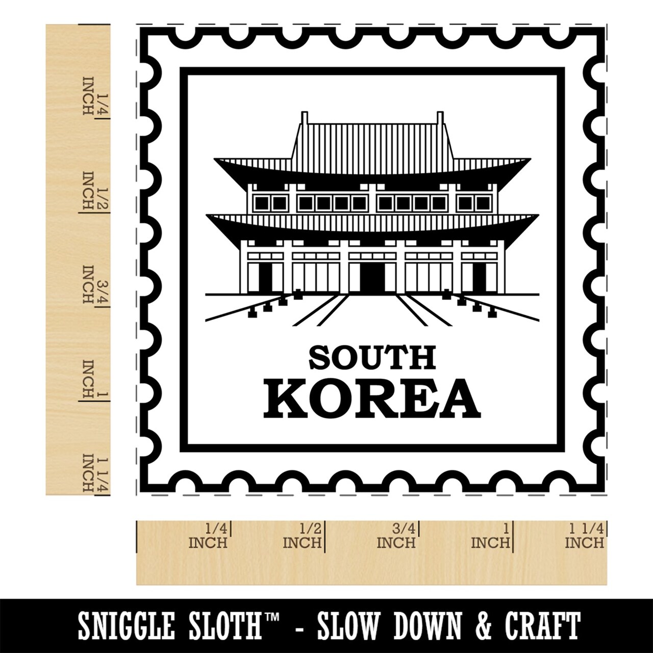 South Korea Travel Gyeongbokgung Palace Square Rubber Stamp for Stamping Crafting